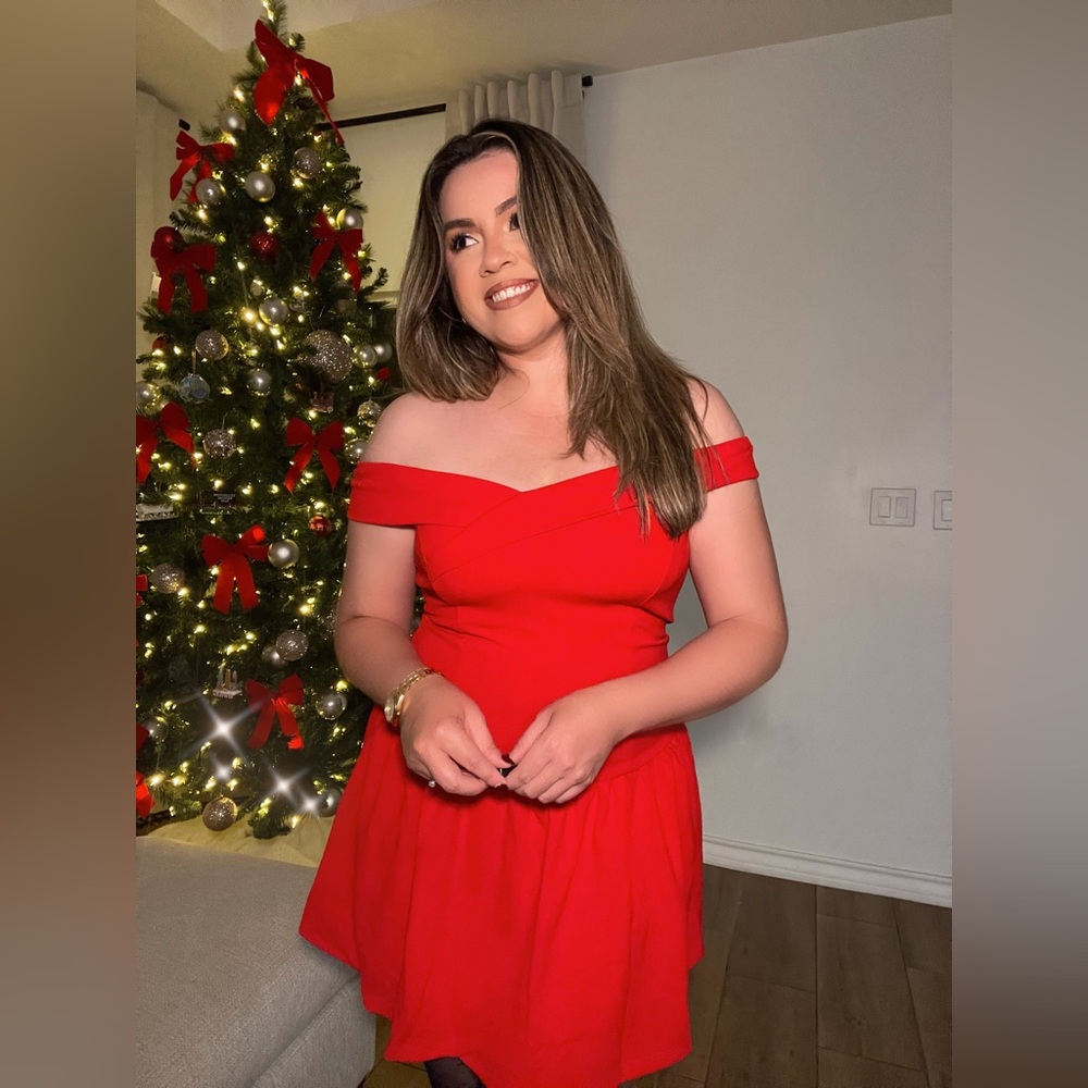 Elegant Red Off-Shoulder Dress